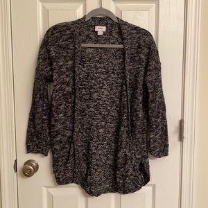 Old Navy Black White Marbled Open Cardigan Cotton Super Soft Sweater Medium EUC